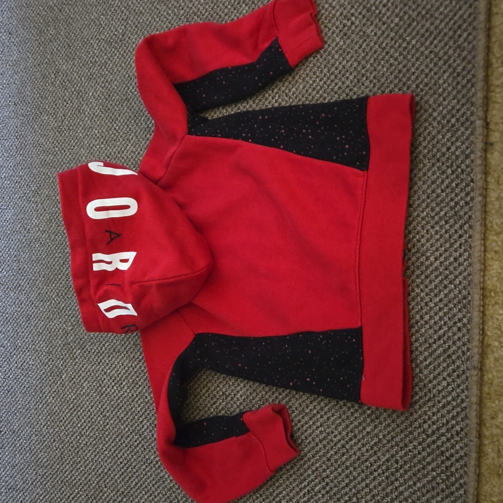 Boy's Jordan Red and Black Zip Up Hoodie - Picture 6 of 8